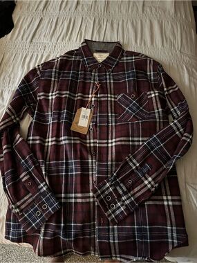Weatherproof Men's Burgundy and Navy Plaid Button-Down Shirt